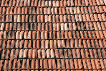 Old roof tile background. Old house roof.
