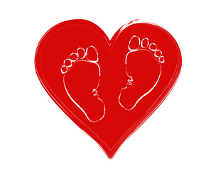
Favorite baby legs (girls and boy) on the background of the heart. The concept of love, protection and motherhood. Children Protection Day. 