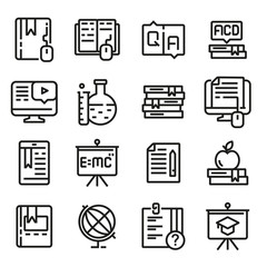 Education icon set, outline style