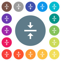 Vertical align center flat white icons on round color backgrounds