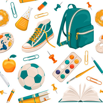 seamless pattern with school accessories