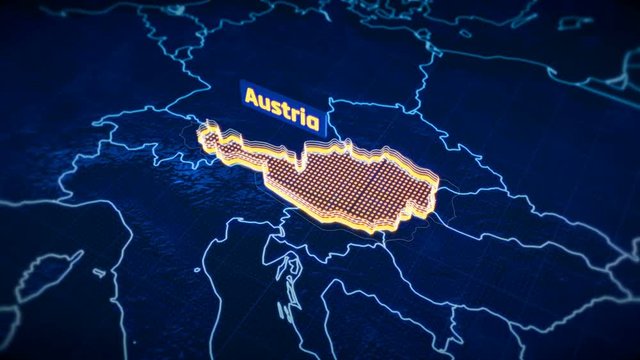 Austria country border 3D visualization, modern map outline, travel