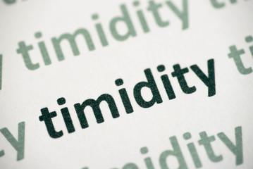 word timidity  printed on paper macro