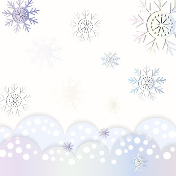 Paper cut background for Christmas and New Year`s projects.Festive pattern with 3d paper snowflakes. Vector template, for flyers, posters, covers, brochures, postcards. EPS10