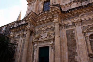A facade of a building from the Old Town of Dubrovnik, Croatia