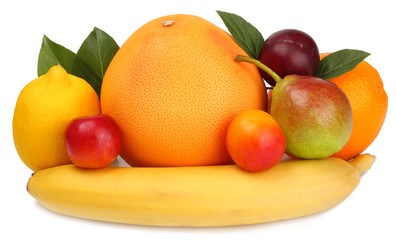 Citrus and other fruit isolated on white