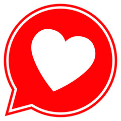 Heart icon in flat style, Heart in a red speech bubble icon, love icon, valentines day icon, Heart icon vector illustration.