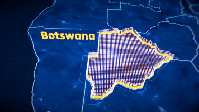 Botswana country border 3D visualization, modern map outline, travel