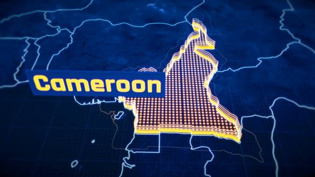 Cameroon country border 3D visualization, modern map outline, travel