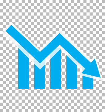 chart with bars declining. Chart icon on transparent background. loss chart. declining graph sign. negative trend symbol.