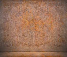 Old empty grunge room with rusted paint concrete wall, interior background