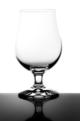 Empty Snifter Tasting Glass and Reflection Isolated on White