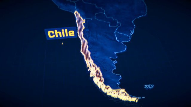 Chile country border 3D visualization, modern map outline, travel