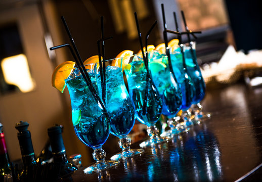 Blue lagoon cocktails