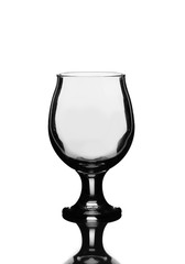 Empty Snifter Tasting Glass and Reflection Isolated on White