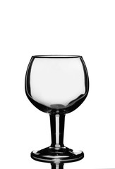 Empty Belgium Chalice Beer Glass and Reflection Isolated on White
