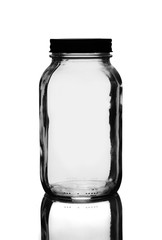 Empty Glass Jar Detail Isolated on White