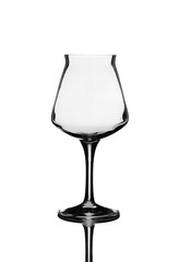 Empty New Teku Beer Glass and Reflection Isolated on White