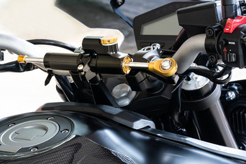 Motorcycle steering damper.
A damper helps keep the bike tracking straight over difficult terrain...