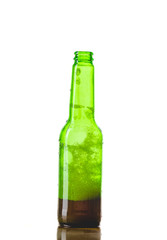Overcarbonated Pink Fermented Drink Gushing in Studio. Kombucha or Fruit Beer Isolated on White.