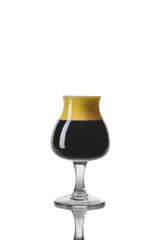 Aged Dark Beer in Tasting Glass Isolated on White