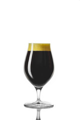 Aged Dark Beer in Tasting Glass Isolated on White