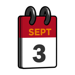 September 3 Calendar - Labor Day - US Holiday, on Isolated White Background - 3D Illustration