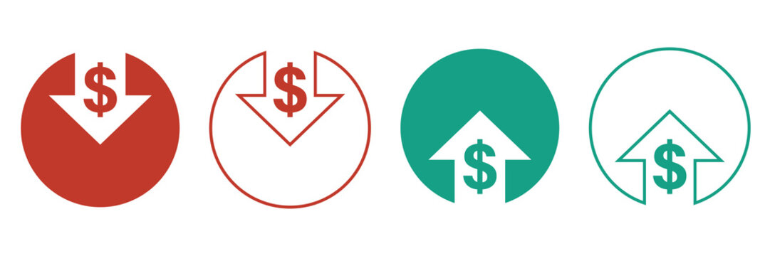 cost reduction icons for web design. line style. cost reduction vector icons