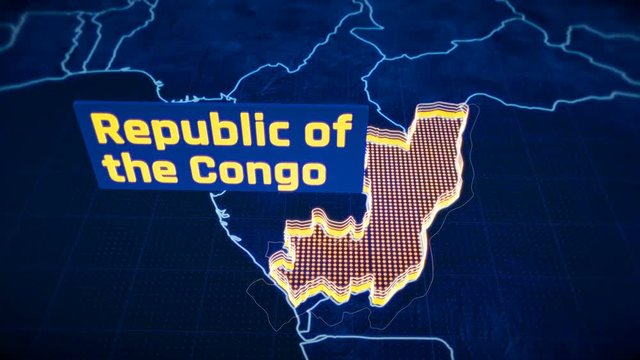 Republic of Congo country border 3D visualization, modern map outline, travel