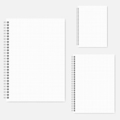 Set of wire bound graph paper notebooks A4, A5, A6 size, template
