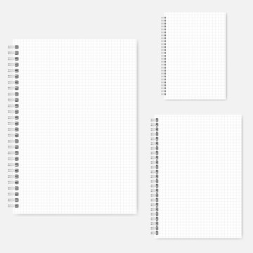 Set of wire bound graph paper notebooks A4, A5, A6 size, template