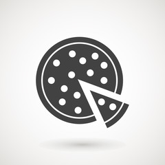 Pizza icon. Pizza in flat style isolated on white background. Food silhouette. Vector illustration Logo, Symbol