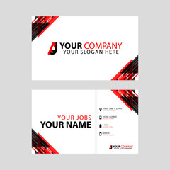 The new simple business card is red black with the AJ logo Letter bonus and horizontal modern clean template vector design.