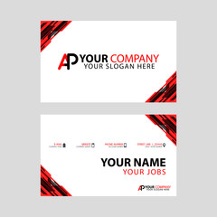 The new simple business card is red black with the AP logo Letter bonus and horizontal modern clean template vector design.