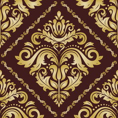 Orient classic pattern. Seamless abstract background with repeating elements. Orient brown and golden background