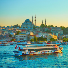 Tourist ship in the Golden Horn in Istanbul