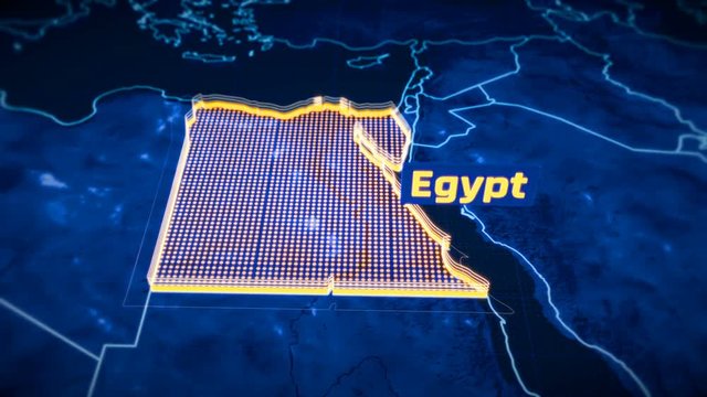 Egypt country border 3D visualization, modern map outline, travel