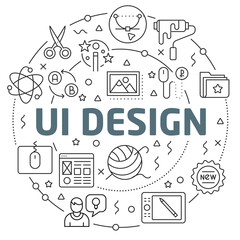 Flat lines illustration for presentation ui design