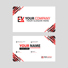 Letter EK logo in black which is included in a name card or simple business card with a horizontal template.