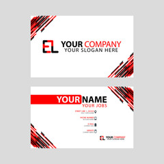 Letter EL logo in black which is included in a name card or simple business card with a horizontal template.