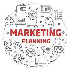 Flat lines illustration for presentation marketing planning