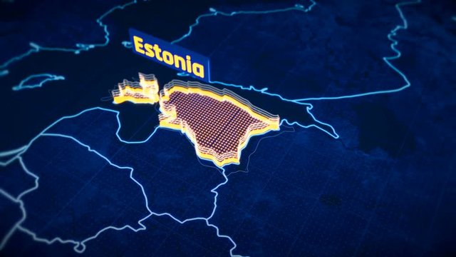 Estonia country border 3D visualization, modern map outline, travel