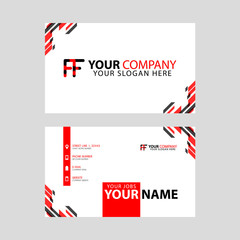 Modern business card templates, with FF logo Letter and horizontal design and red and black colors.