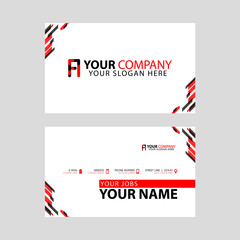 Modern business card templates, with FI logo Letter and horizontal design and red and black colors.