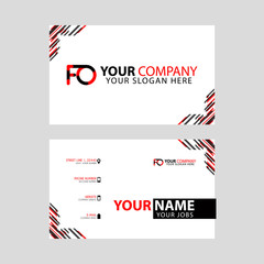 Modern business card templates, with FO logo Letter and horizontal design and red and black colors.