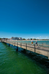 Panoramic image of beautiful summer seacoast at sunny day.