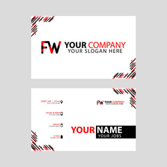 Modern business card templates, with FW logo Letter and horizontal design and red and black colors.