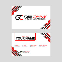 Modern simple horizontal design business cards. with GC Logo inside and transparent red black color.