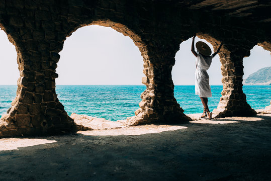 Black woman contemplating the sea view