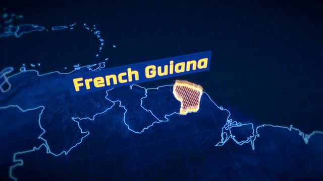 French Guiana country border 3D visualization, modern map outline, travel